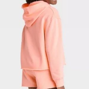 2 /$15  NEW Art Class Popover Cropped Hoodie Size L  10 - 12 Peach Sorbet NWT
